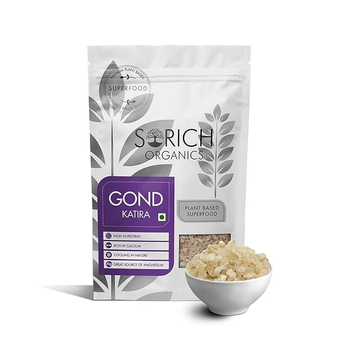 Sorich Organics Pure Gond Katira (Tragacanth Gum) Natural Edible Gond 200g| Cooling Ayurvedic Superfood for Summer Drinks, Falooda & Sweets | Supports Digestion, Hydration & Skin Health