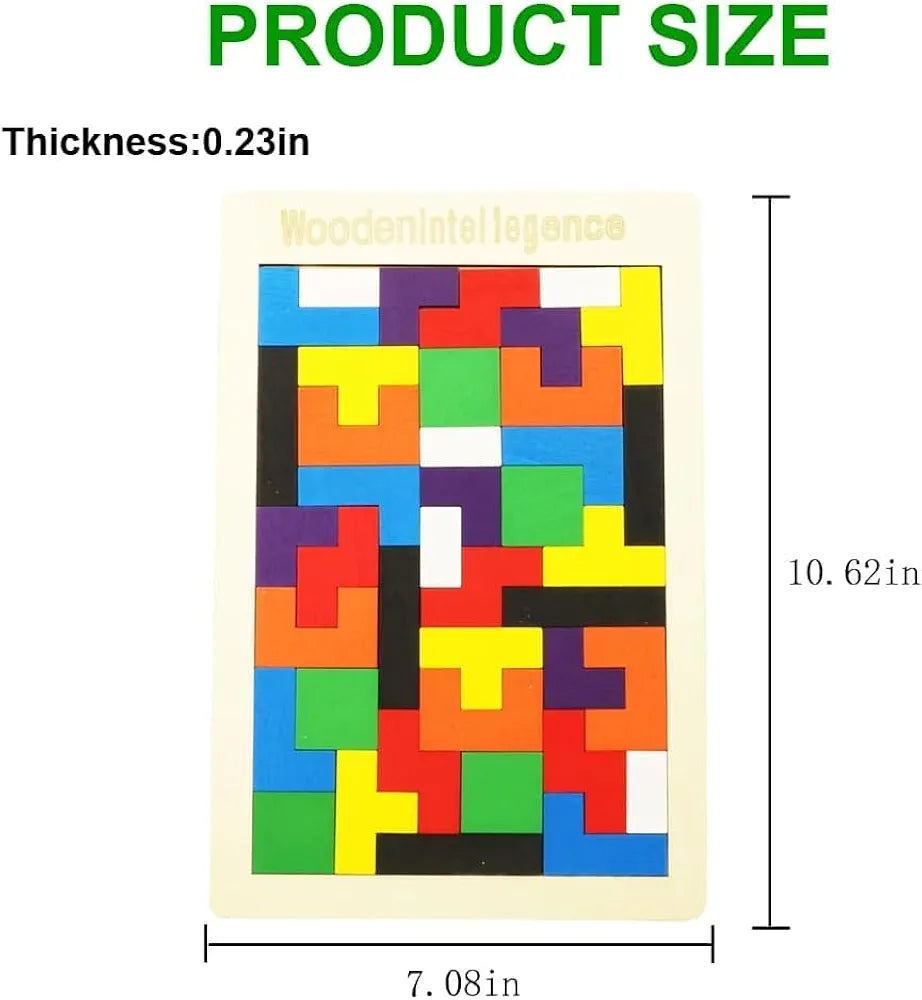 Lefan Wooden Puzzle Blocks for Kids 40 Piece Set, Educational Toy for Toddlers and Preschoolers Adults Wood Intelligence Puzzle for Kids Ages 3-8 Wooden Puzzles