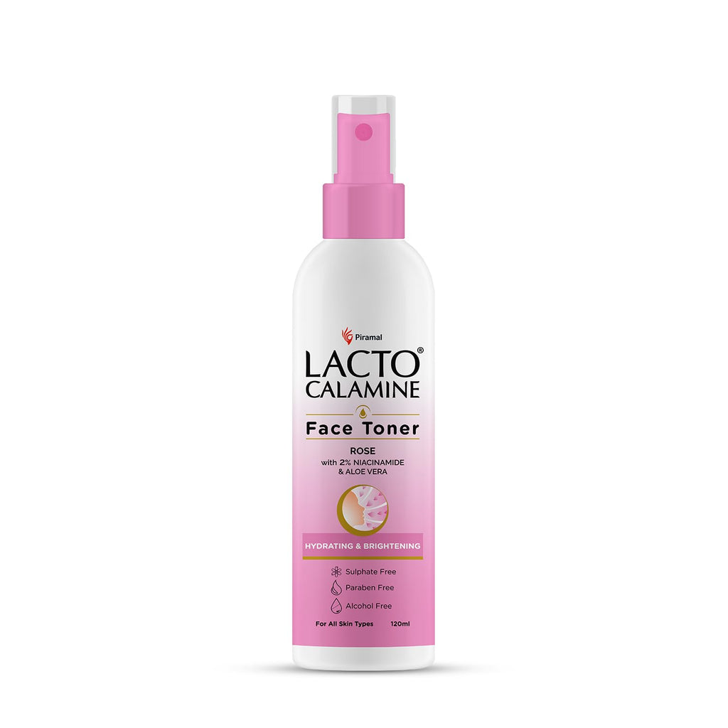Lacto Calamine Rose Water Toner For Glowing Skin | 120ml | Gulab Jal Face Toner | Rosewater with Aloe Vera & 2% Niacinamide | Cleanses, Hydrates & Moisturises Skin | No Sulphate, Alcohol, & Parabens