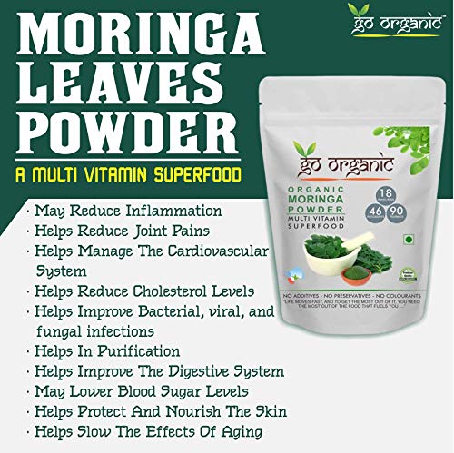 Go Organic Pure Moringa Leaf Powder 250g | Organic Moringa Oleifera Superfood for Immunity & Energy Boost | Natural Leaf Powder | For Good Health