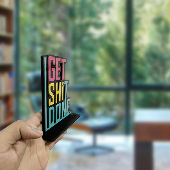 Artvibes Wooden Idols and Figurine Get Done Motivational Quote Table Decor for Office Desk | Home Decoration