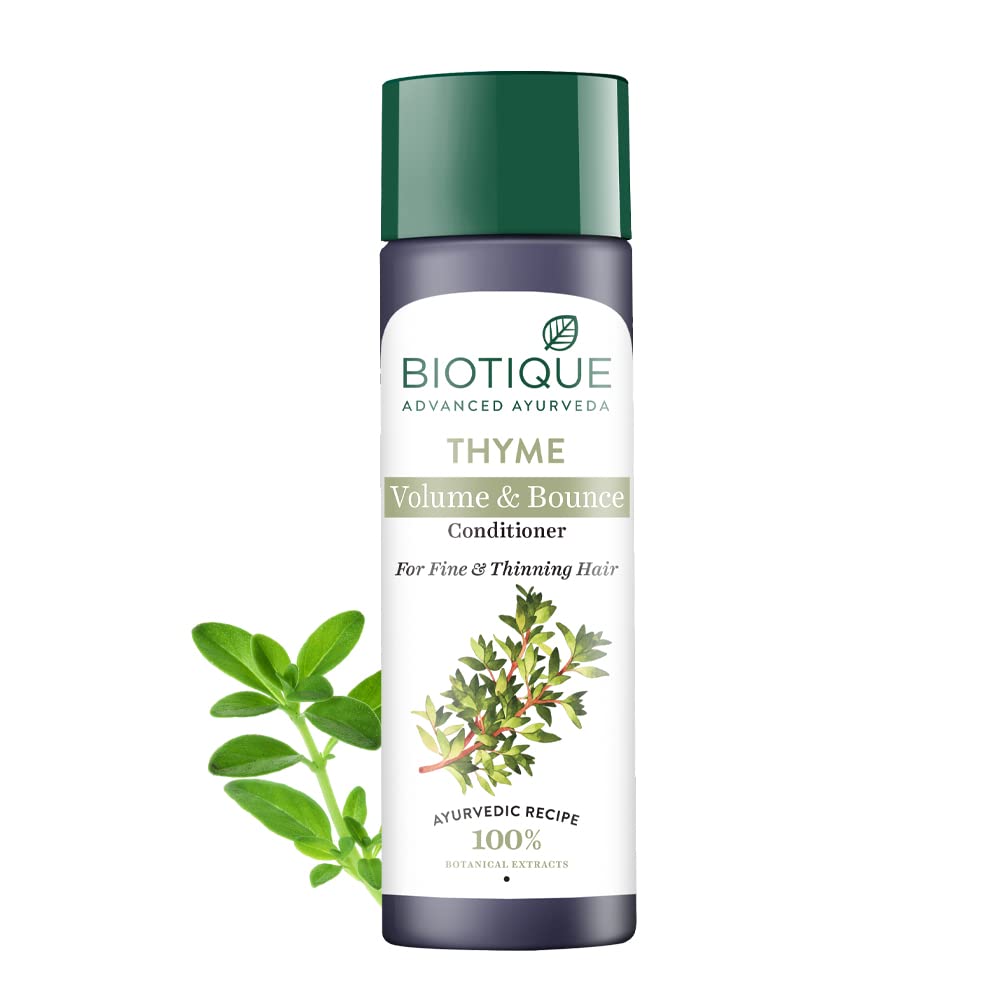 Biotique Bio Thyme Volume Conditioner Fine & Thinning Hair|Gives Volume & Bounce To Hair|Helps In Thicken Follicles|100% Botanical Extracts|Suitable All Skin Types|200 Millilitre-Peppermint,Thyme