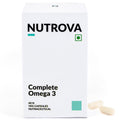 NUTROVA Complete Omega 3 Vegan and Gelatin-Free 60 capsules with Marine Algal Extract Containing 17% vegan-sourced DHA â€“ Supports Cardio Health, Skin & Hair etc - Ideal for Vegans & Vegetarians