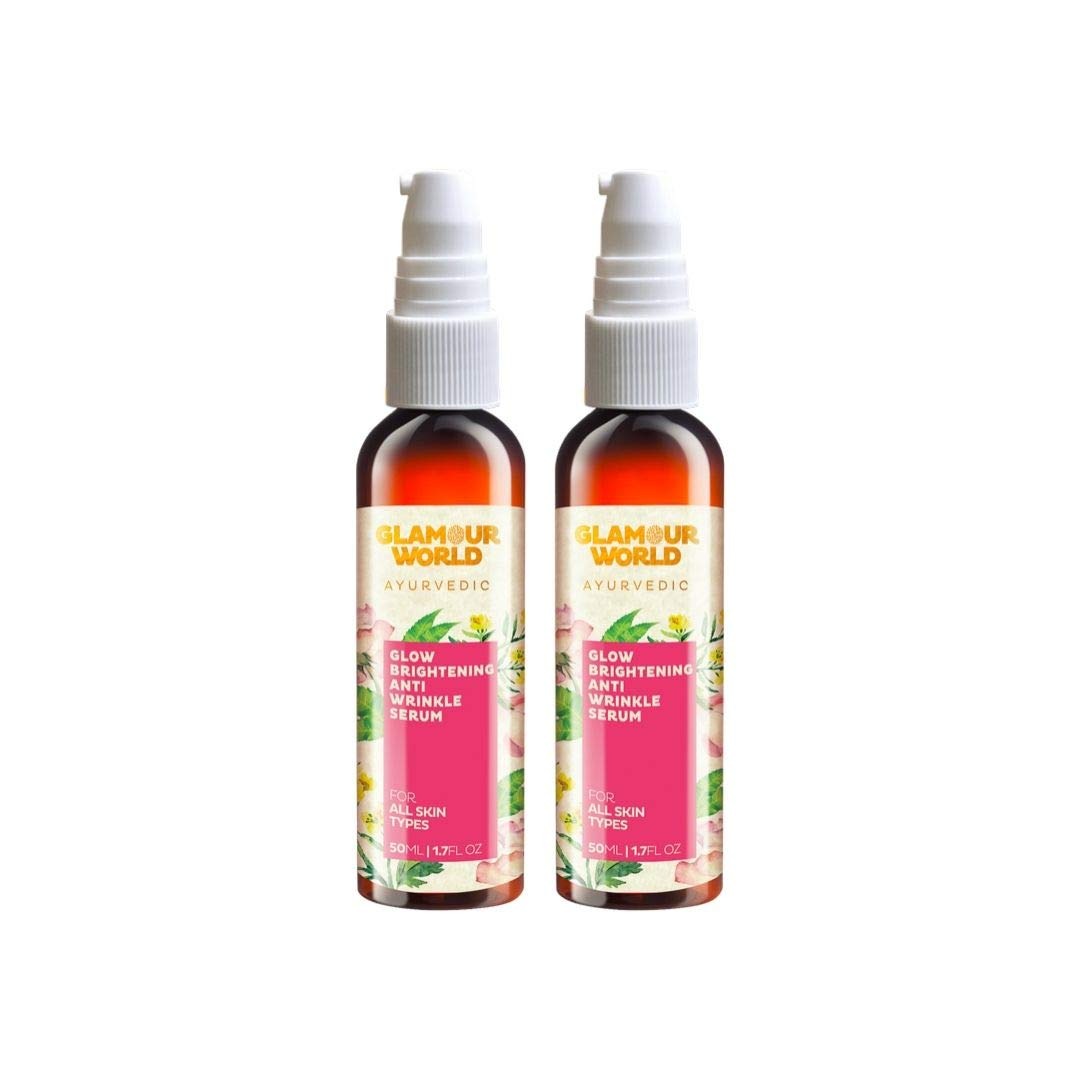Glamour World Ayurvedic Glow Brightening Anti Wrinkle Serum - 50 ml (Pack of 2)