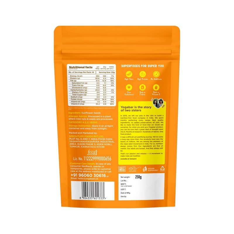 Yogabar Seeds Combo – Chia, Flax, Sunflower & Pumpkin Seeds | High Fiber & Protein | Plant-Based Resealable Packs – 4 x 250g