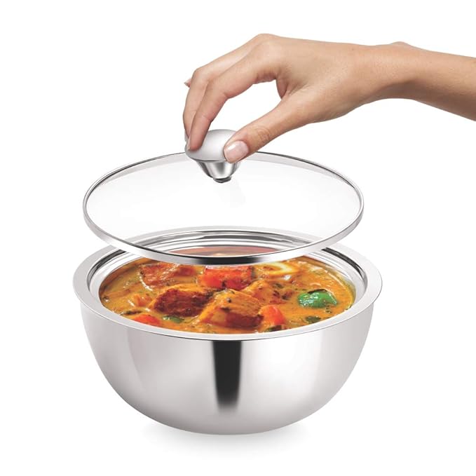 Borosil Stainless Steel Insulated Curry Server | 900 Ml | Silver