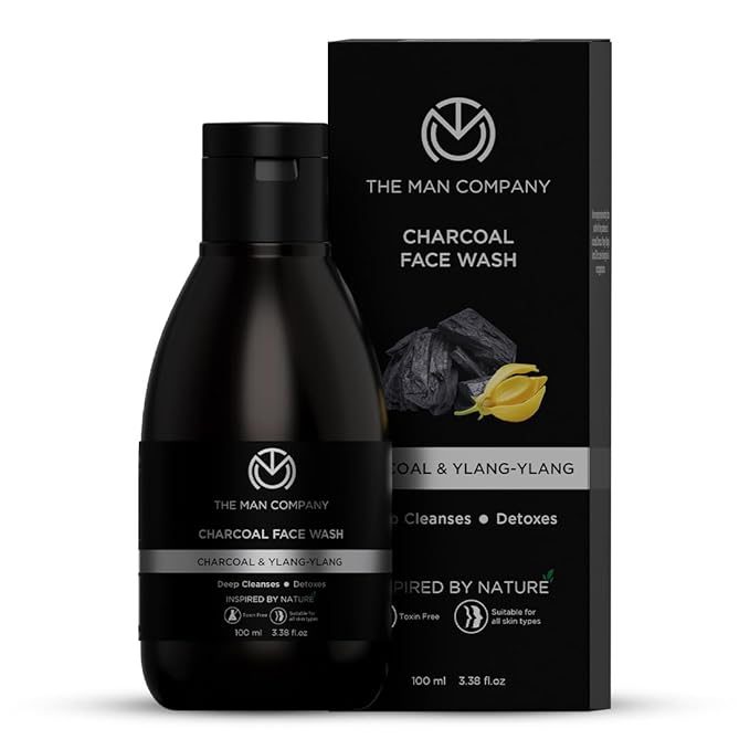 The Man Company Activated Charcoal Face Wash for Men with Ylang Ylang & Argan Essential Oils - 100ml