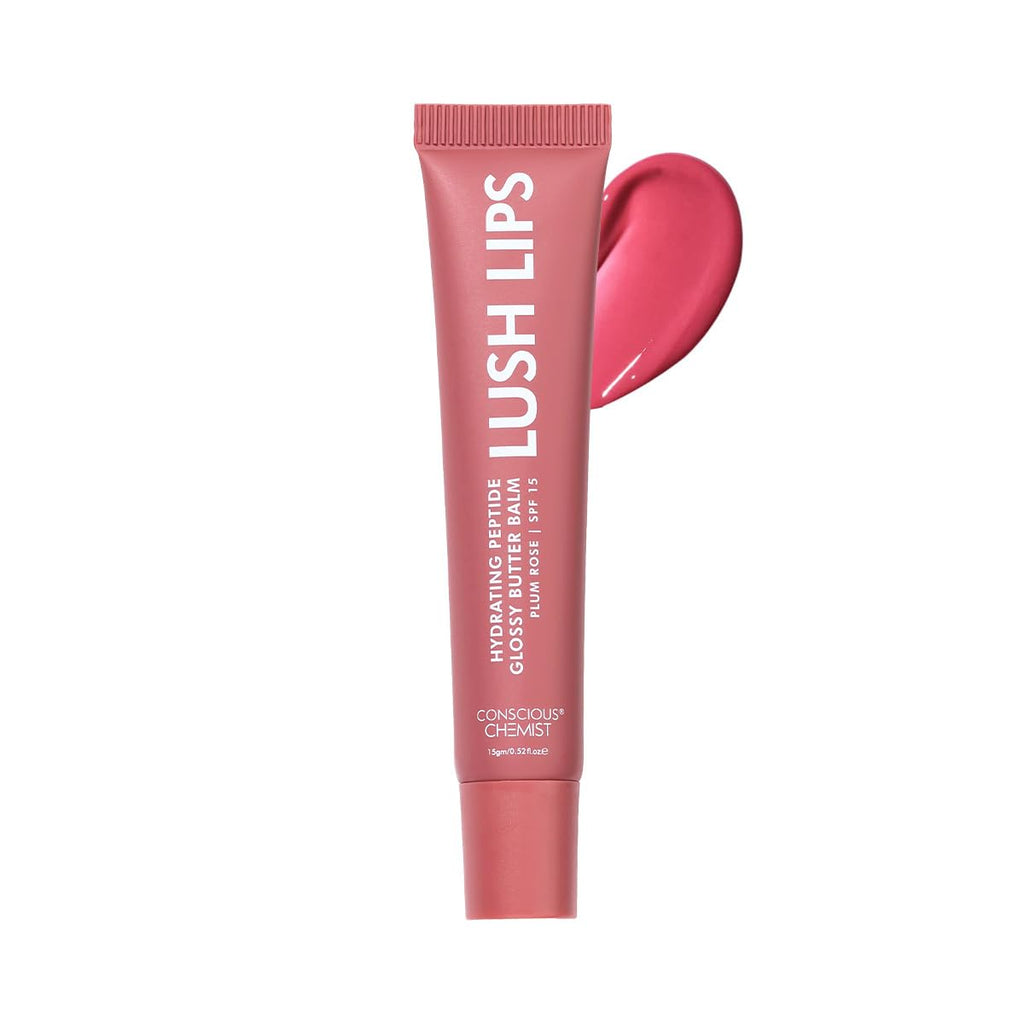Conscious ChemistÂ® Peptide Lip Balm SPF15 - Plum Rose | 24 hr Hydration & Moisturizing Lip Balm for Dark & Pigmented Lips | Sun Protection | Soothes Dry Lips & Repair Moisture Barrier - 15g, Mauve