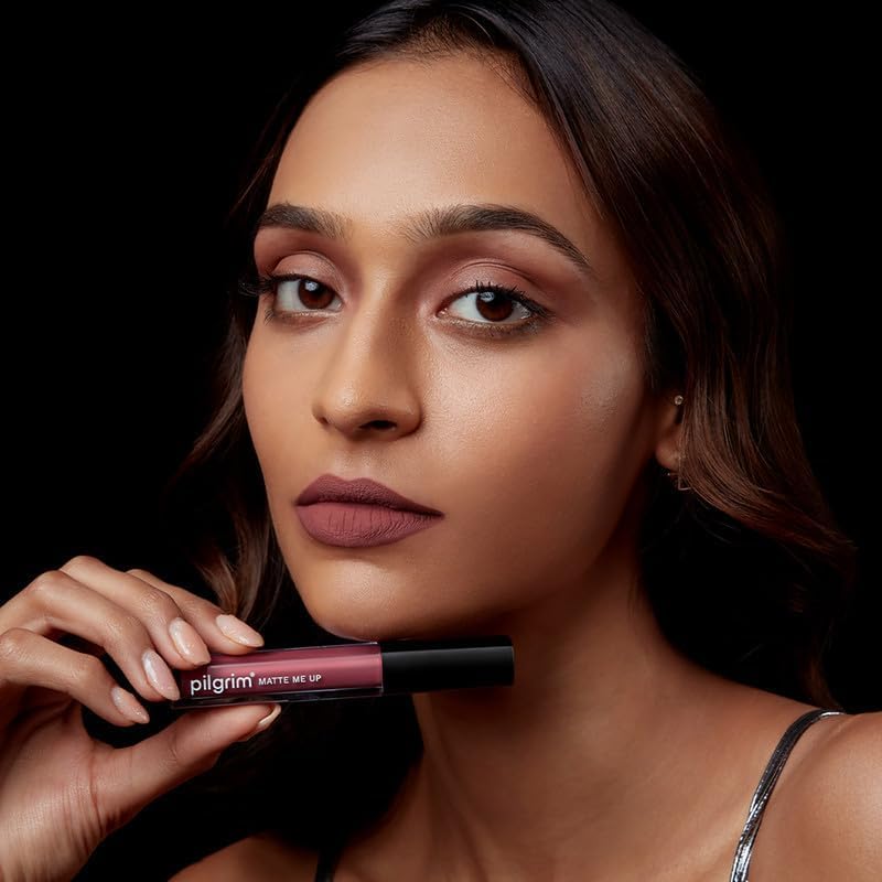 Pilgrim Liquid Matte Lipstick - Flirty Rose | Lipstick for Women with Hyaluronic Acid & Spanish Squalane | Transferproof, Long Lasting & Non Drying with Hydrating Ingredients 3gms
