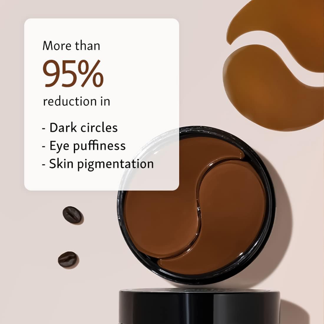 mCaffeine Coffee Hydrogel Under Eye Patches for Dark Circles | Cooling Under Eye Patch Mask with Caffeine & Hyaluronic Acid for Instant Hydration & De-Puffing | 15 Pairs
