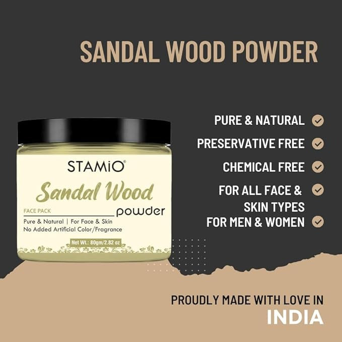 Stamio Sandalwood Face Pack Powder - 80 gms