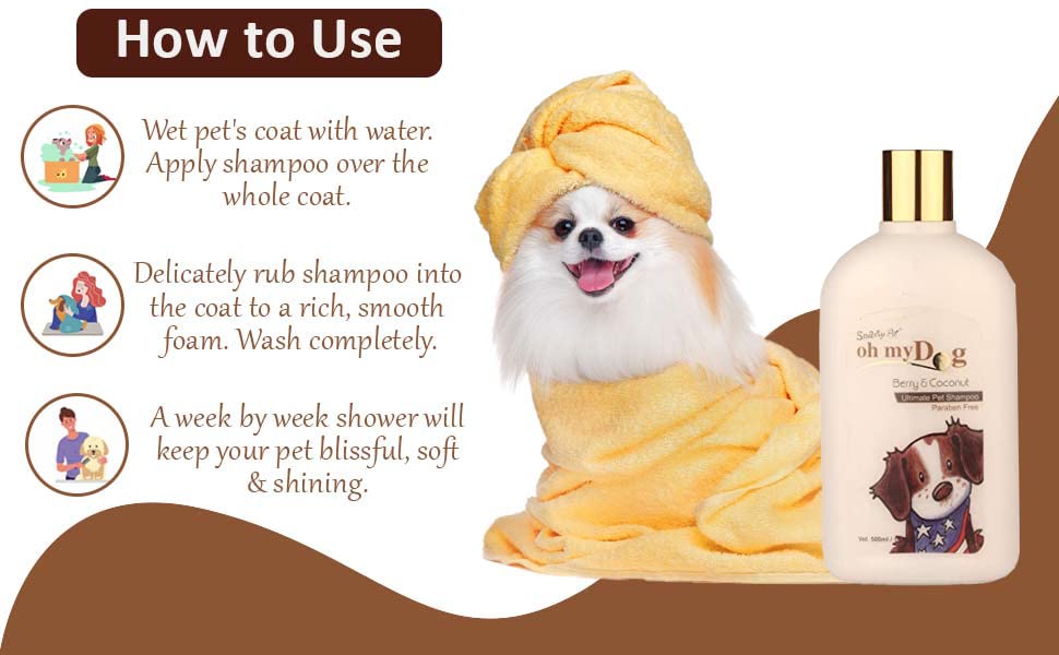 Pet Needs Oh My Dog Paraben Free Ultimate Pet Shampoo for Puppies & Dogs | Berry-coconut | 500 Ml
