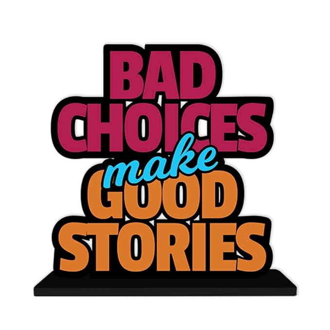 Artvibes Wooden Idols and Figurine Bad Choices Make Good Stories Inspirational Quote Table Decoration for Office Desk