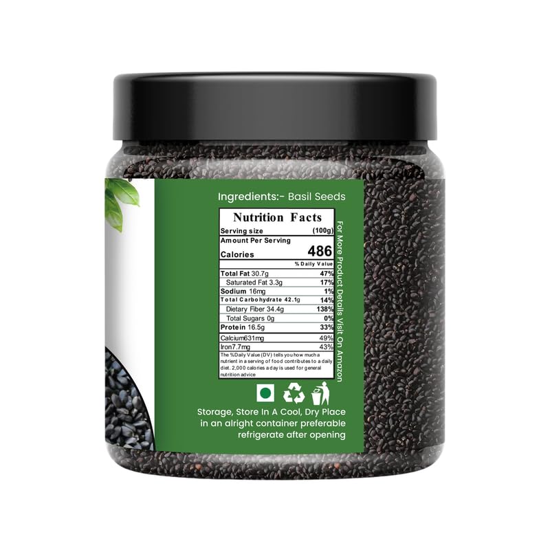 NUTRIZAIKA Organic Sabja Seeds 100G | Basil Seeds (Sabja/Tukmaria) for Falooda, Digestion & Hydration – Gluten-Free