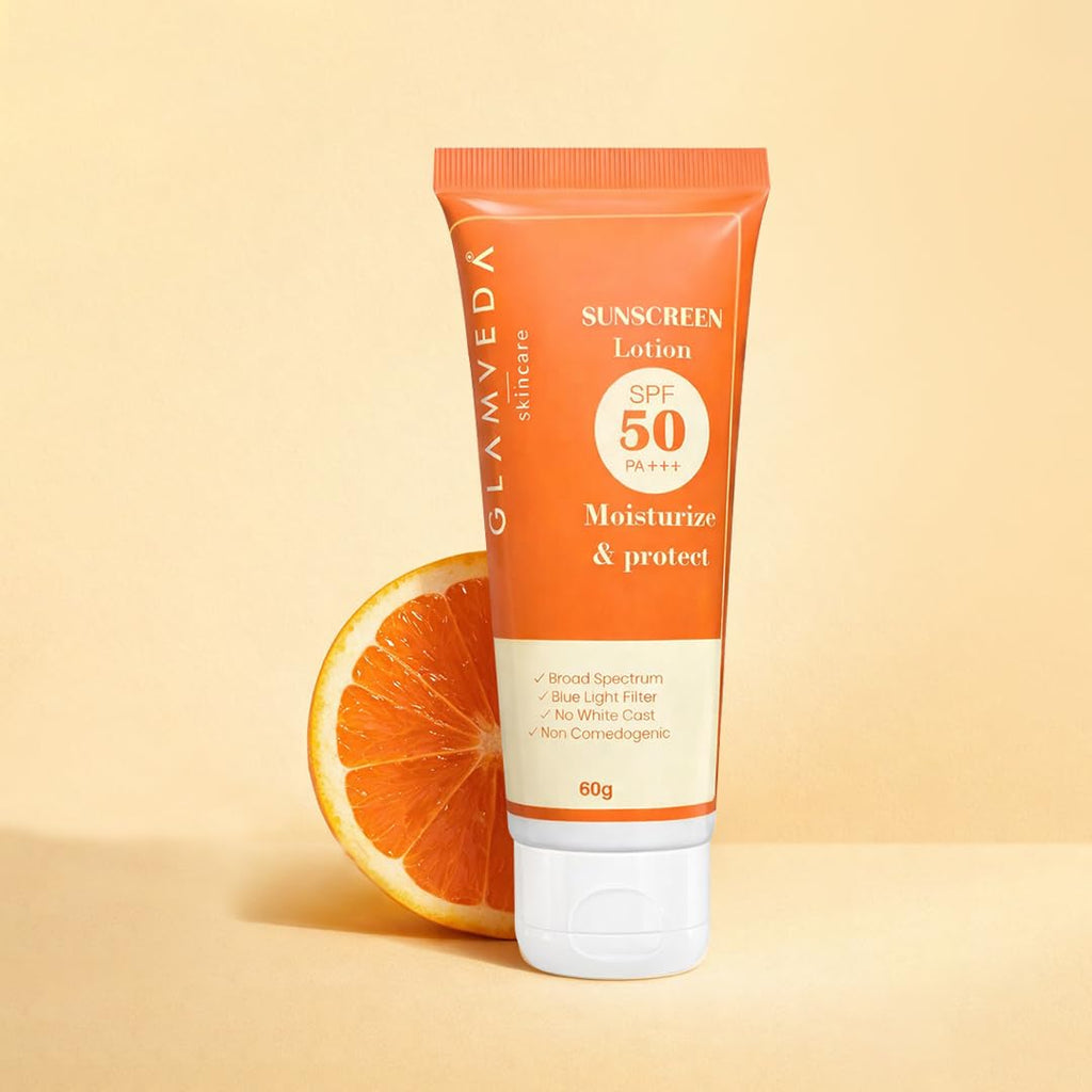 Glamveda Hybrid Sunscreen Lotion Spf 50 PA+++ for Moisturize & Protect | Transparent & Ultra-lightweight Sunscreen | Non-Greasy, Quick-Absorbing | Zero White Cast | For Women & Men | 60ml Pack of 1