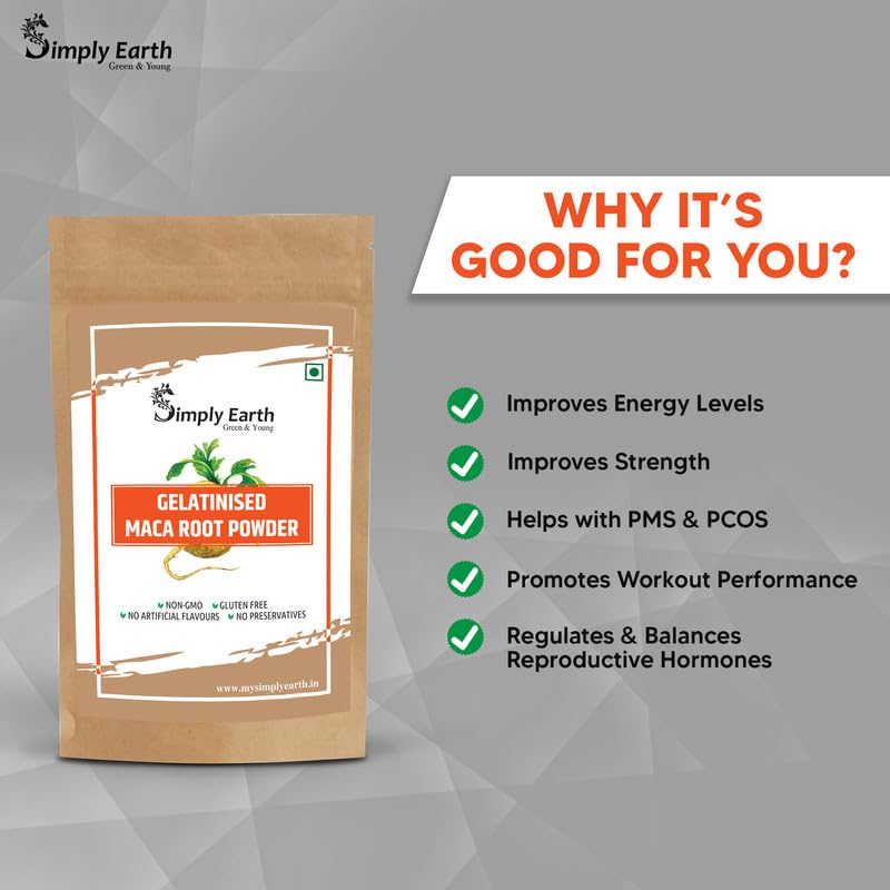 Simply Earth Korean Red Ginseng 100g and Gelatinised Peruvian Maca Root 75g Combo | Natural Herbal Supplement for Men & Women | Boosts Focus, Energy & Physical Endurance
