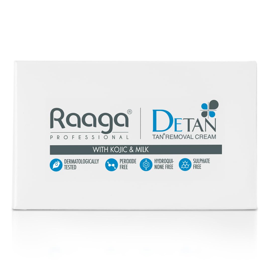 Raaga Professional DeTan Tan Removal Cream | Kojic & Milk | Reduces Tan, Dark Spots & Dullness | Dermatologically Tested, Peroxide & Sulphate Free - 72 g (12 g Ã— 6)