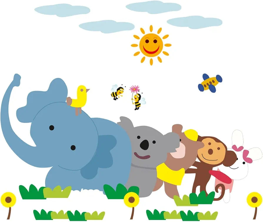 Rangoli New Modern Art & Trendy Wall Stickers Cute Animals Size-50cm*70cm