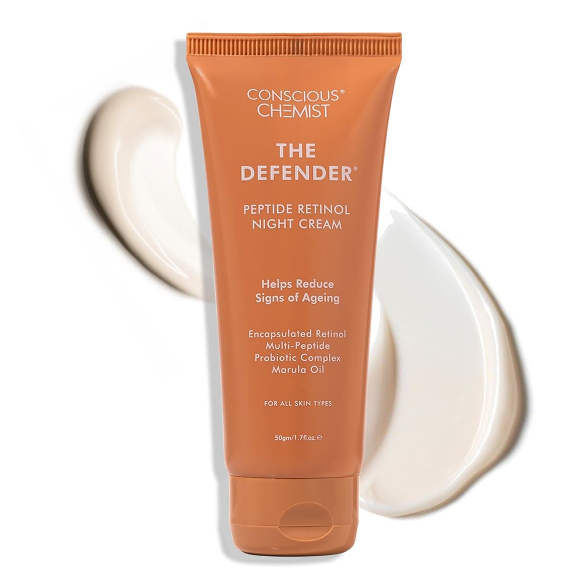 Conscious Chemist 0.2% Retinol Moisturizer Cream | 50g | Pro-Collagen Night Cream For Men & Women, Multi peptide Anti aging Face cream, Reduces Fine lines, Neck lines & Wrinkles, All Skin Types