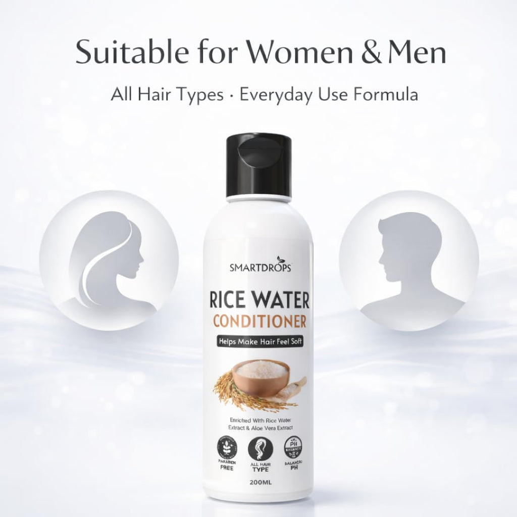 Smartdrops Rice Water Conditioner | Rice Water Conditioner with Rice Water Keratin | With Aloe Vera Extract For Soft Hair Feel | Daily Hair Care Conditioner For Men And Women | Pack 1