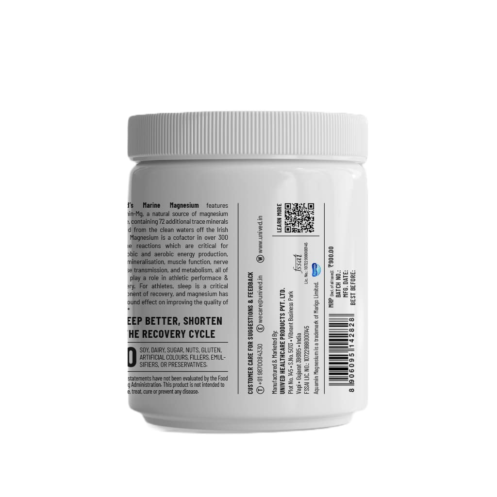 Unived Marine Magnesium, Paste Aquamin Magnesium Citrate 300Mg From Sea Water, Nerve Function, Muscle Health, Sleep And Recovery Support, 30 Servings