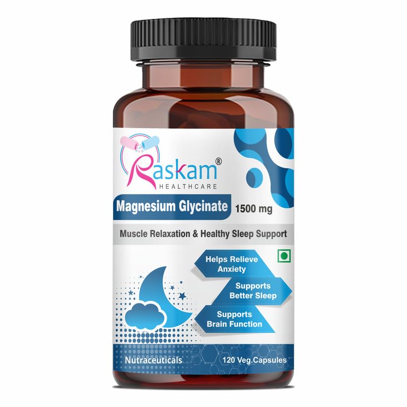 Magnesium Glycinate Capsules, 100 Veg Capsules, Muscle Relaxation & Healthy Sleep Support (1500 mg)