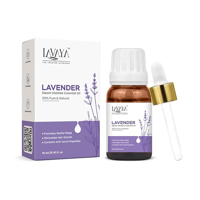 Lavaya Lavender Essential Oil Pure & Natural Undiluted for Relaxing Sleep Skin Care Oil - 15 ml