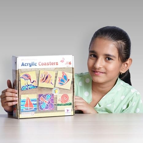 Toykraftt Glass Painting Kit For Kids Art And Craft Activity For Kids Glass Painting Acrylic Coasters