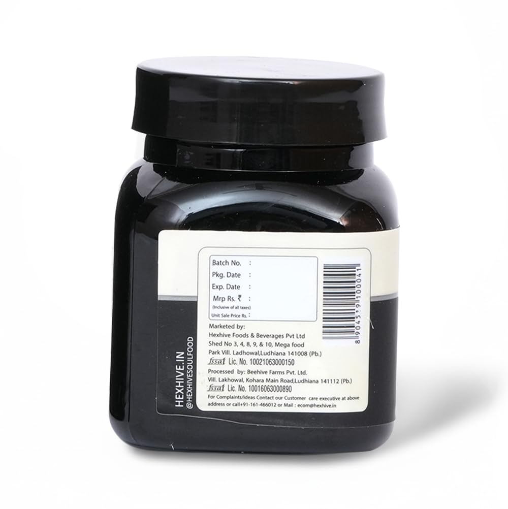 Hexhive Shilajit Honey | Raw Forest Honey | Himalayan Multifloral Honey Infused with Shilajit Extract | Energy & Vitality Boost | Immunity & Mental Clarity Support | No Added Sugar | 250g