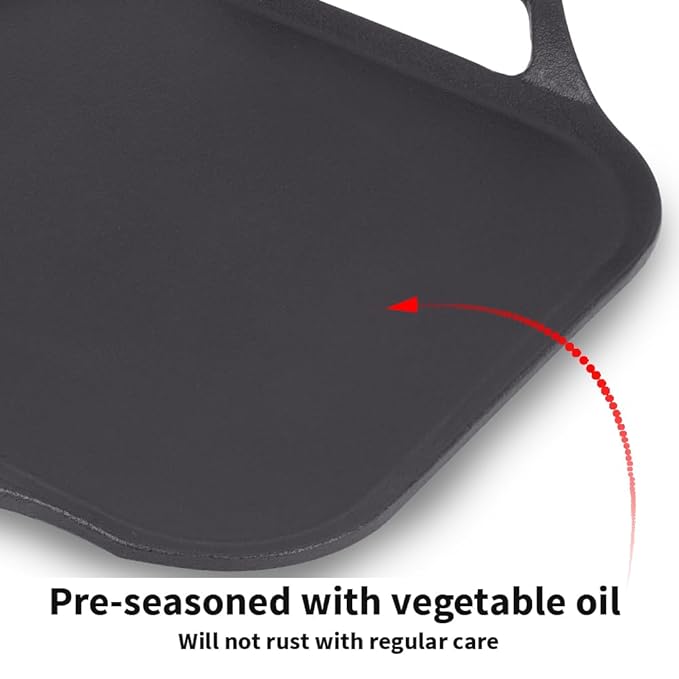 Hawkins Futura 26 cm Cast Iron Square Tava, Cast Iron Tawa for Pathri