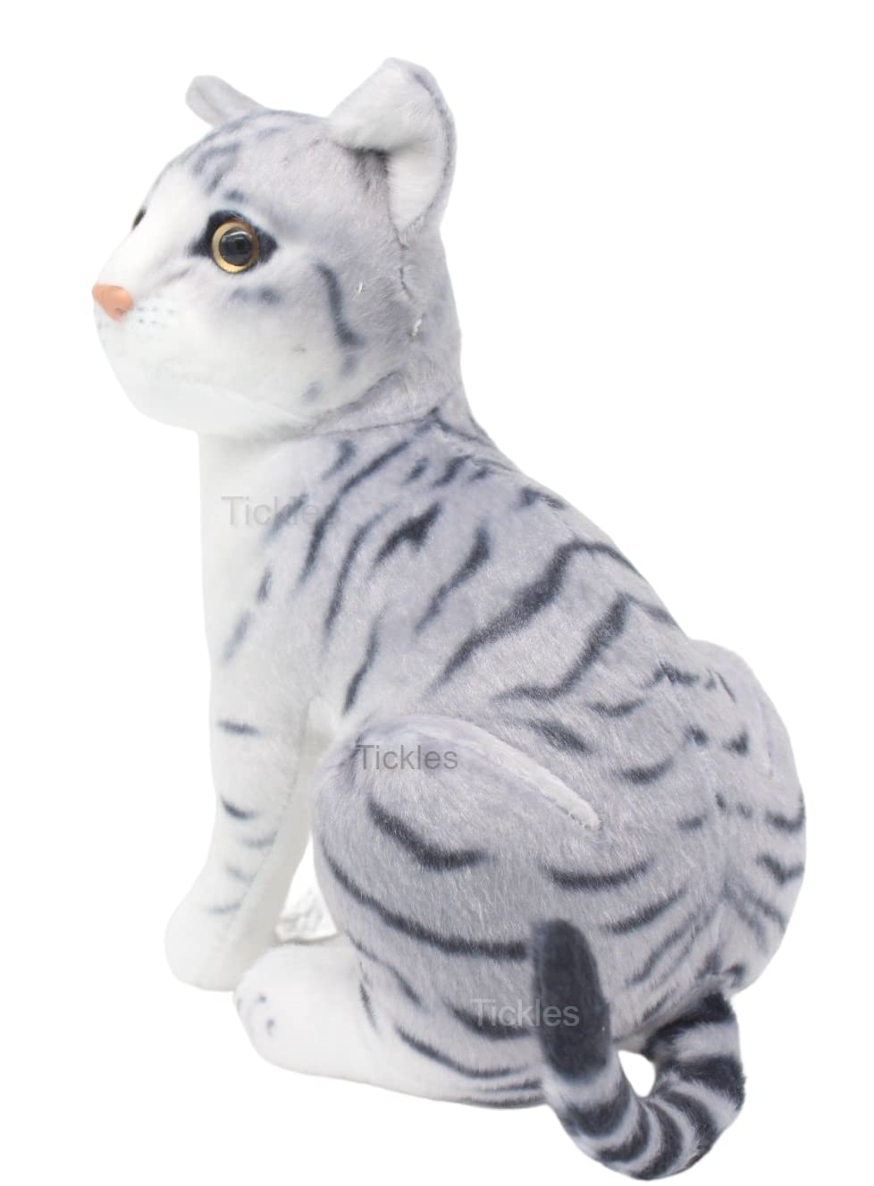 Tickles Cat Soft Stuffed Plush Animal Toy for Kids Grey 25 cm