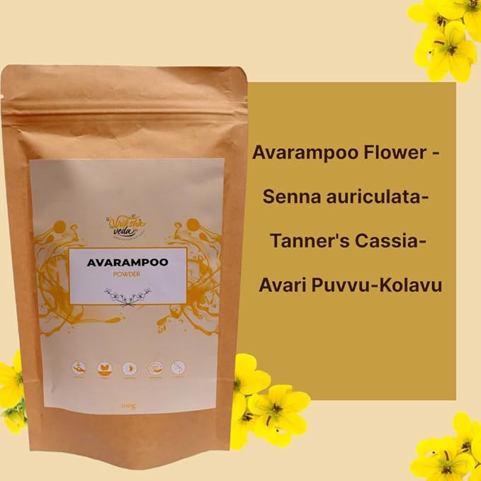 Vriksha Veda Organic Avarampoo Flower Powder for Face Body and Hair - 100 gms
