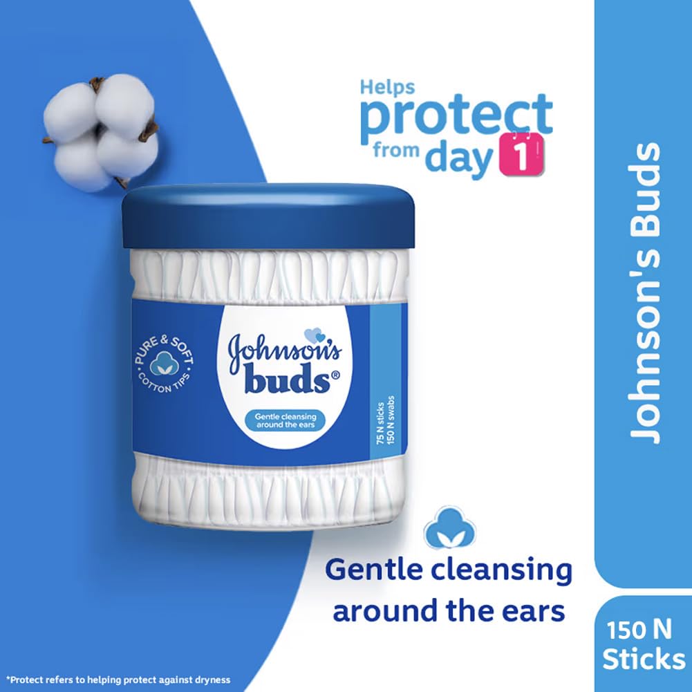 Johnson's Johnson Buds Gentle, 150 Swabs (White, 75 Count)