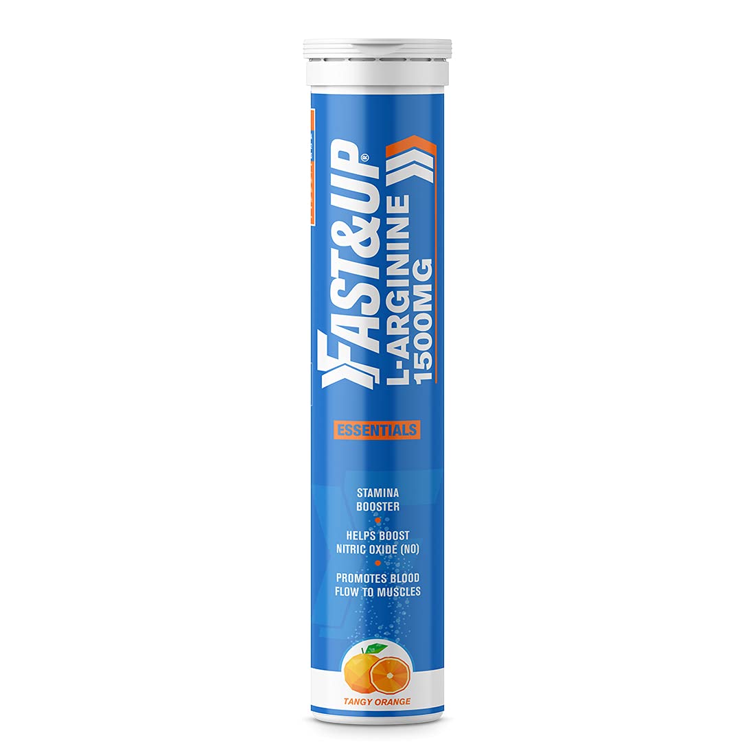 FAST&UP L-Arginine Essentials 1500 mg, Effervescent L-Arginine Supplement, Refreshing Orange Flavour, Boosts Stamina and Nitric Oxide (NO), Delays Onset of Fatigue â€“ Pack of 20 Effervescent Tablets