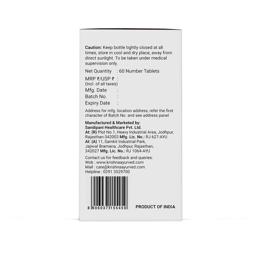 Krishna's Thyro Balance Tablets â€“ Herbal & Non-GMO Formula - 60 Tablet (Pack of 1)
