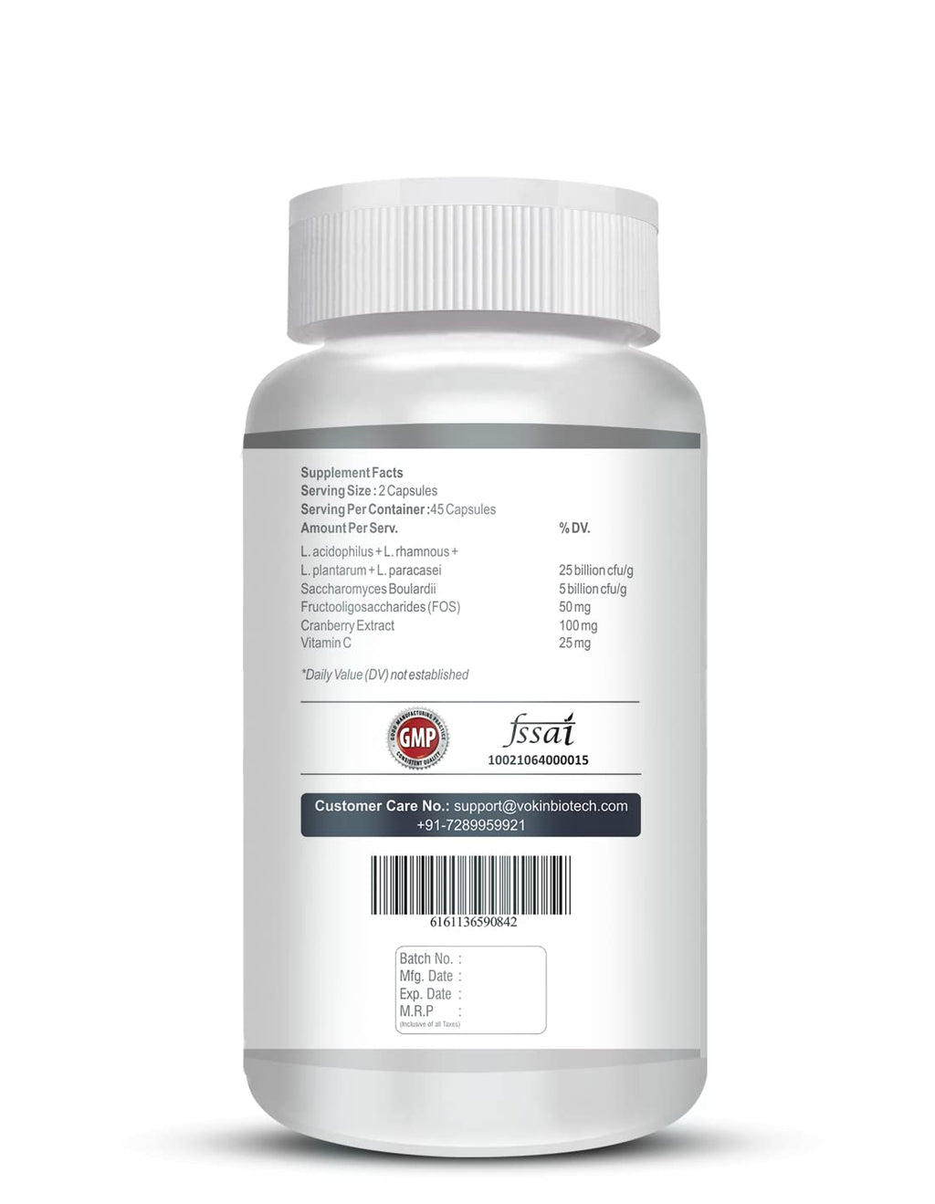 Vokin Biotech Probiotics 50 Billion CFU Multi- Strains Targeted Release Technology, Stomach Acid Resistant (90 capsules)