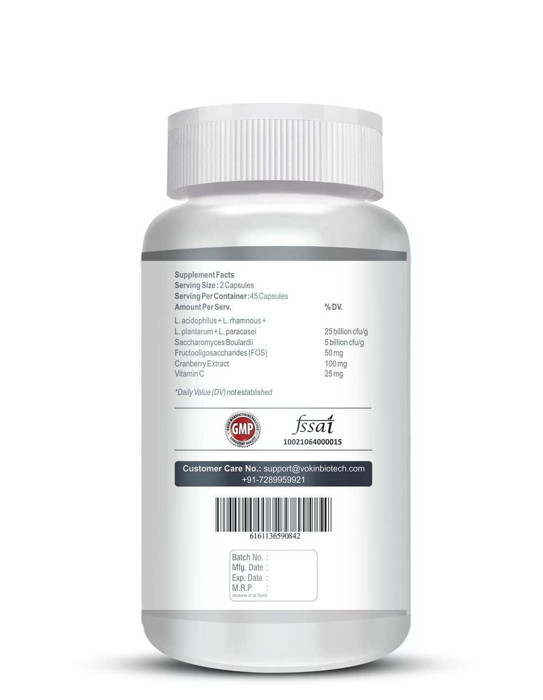Vokin Biotech Probiotics 50 Billion CFU Multi- Strains Targeted Release Technology, Stomach Acid Resistant (90 capsules)