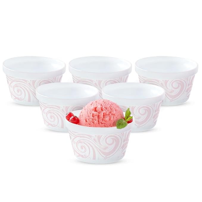 Larah by Borosil Frosty Red Ice Cream Bowl/dessert Set | Set of 6 | Glass | 120 Ml