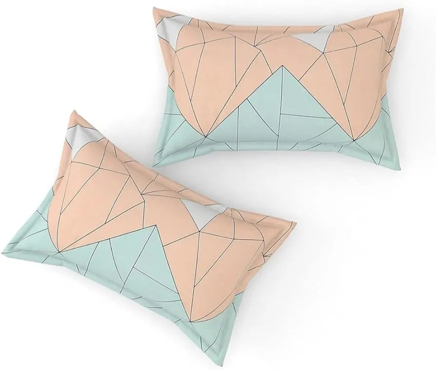 The Home Style Cotton Feel Glace Cotton Printed King Size Double Bed Bedsheet With 2 Pillow Cover 300 TC Pastel Green