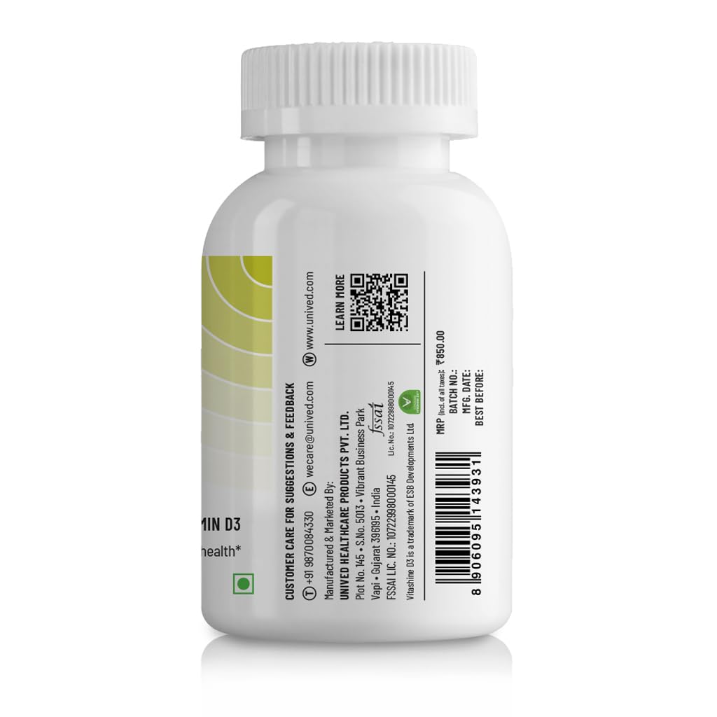 Unived B12+D3 | Methylcobalamin (98%), Methyltetrahydrofolate (5-MTHF), Vitamin D3 (Cholecalciferol) | Bone, Cognitive, Immune, & Cardiovascular Support | 180 Vegan Capsules