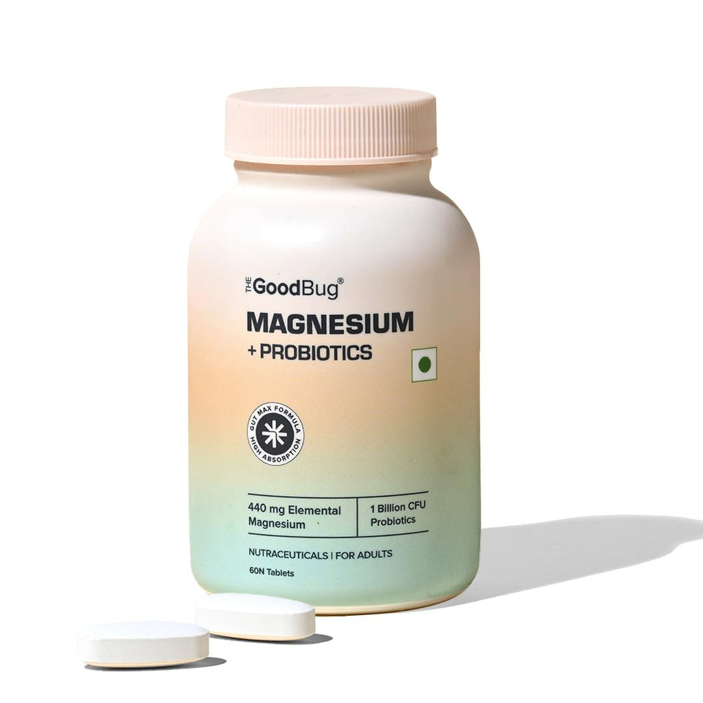 The Good Bug Magnesium Bisglycinate Tablets with Probiotics | 440mg Elemental Magnesium | Highly Bioavailable Form | Supports Muscle Recovery, Deep Sleep & Gut Health | 60 Tablets
