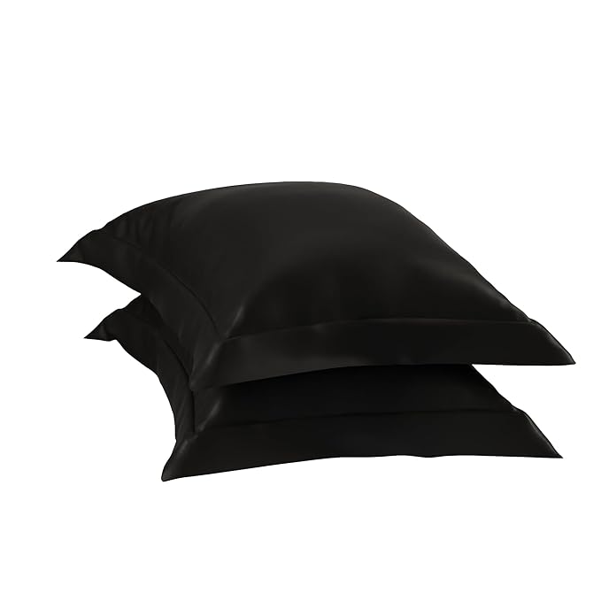 Stoa Paris Pillow Covers Set of 2 Pieces Satin Pillow Covers Colour Midnight Black