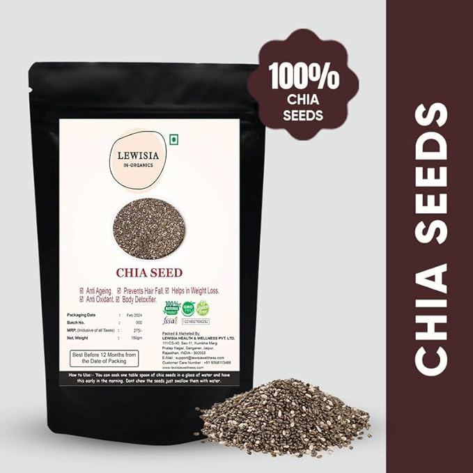 Lewisia In Organics Chia Seeds Premium Nutrient-rich - 180 gms