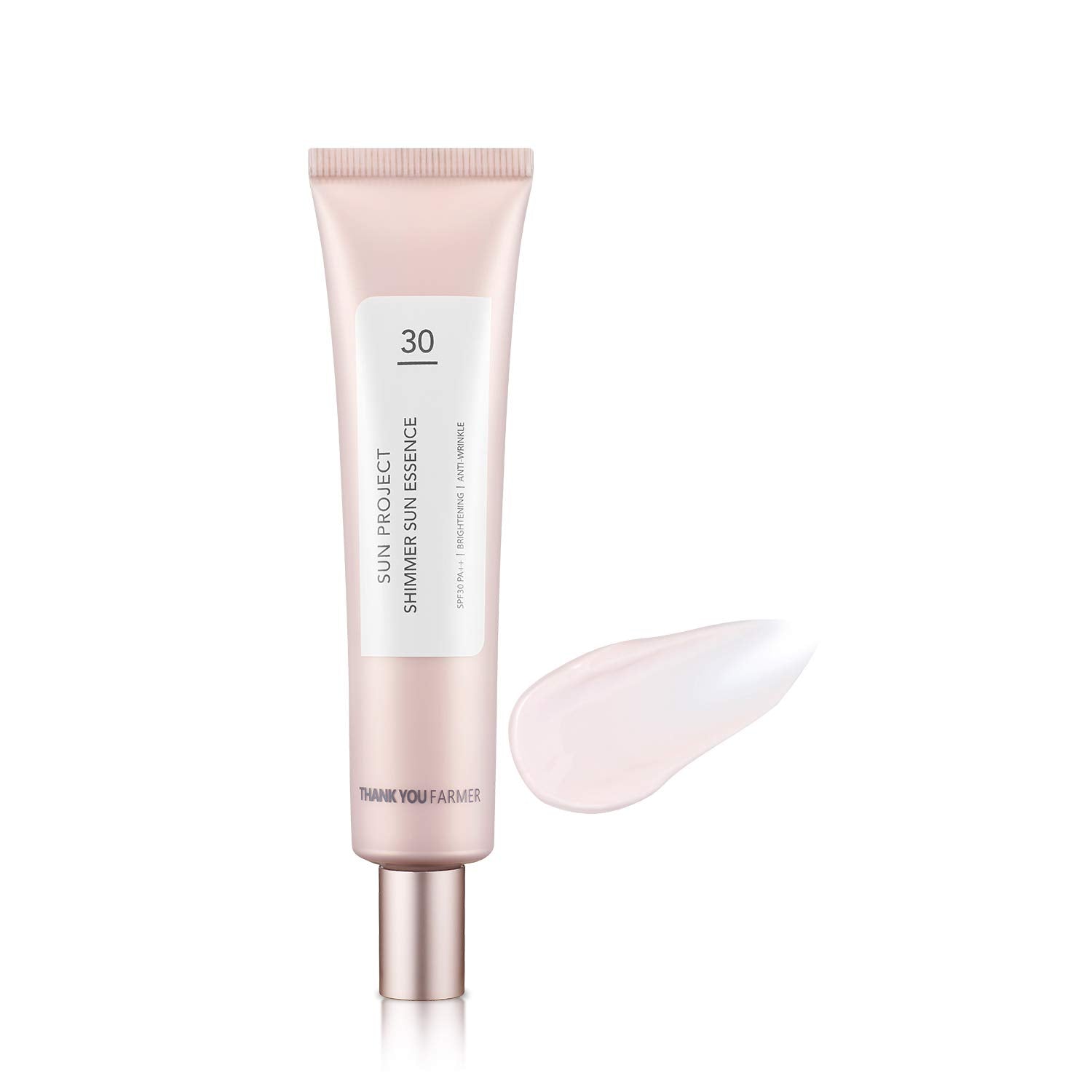 THANKYOU FARMER Sun Project Shimmer Sun Essence SPF30 PA++ (40ml) 3-In-1 Korean Sunscreen, Nourishes, Corrects Skin Tone, Moisturizes, No White Cast, UV Rays & Blue Light Protection, Radiant Glowy Skin, Hydrating, Brightening