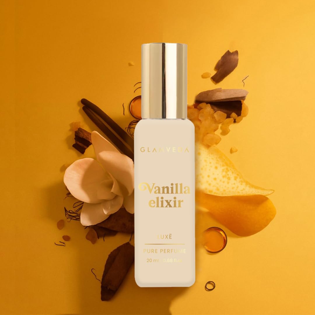 Glamveda Luxury Vanilla Elixir Pure Perfume for Woman 20ml | Long-Lasting Fragrance | Lily, Coconut, Lavender, Jasmine, Vanilla | Floral and Fruity Premium Perfume for Women