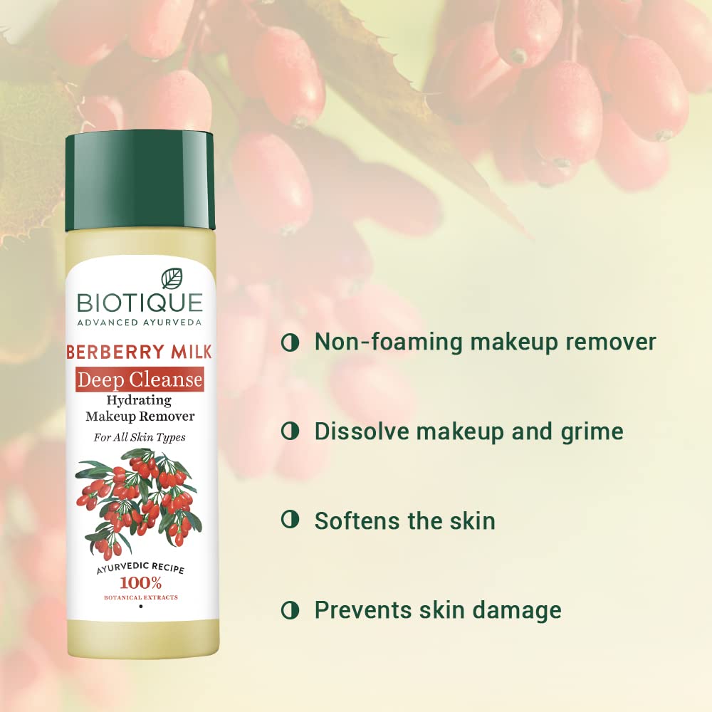 Biotique Berberry Milk Deep Cleanse Hydrating Makeup Remover For All Skin Types, 120ml