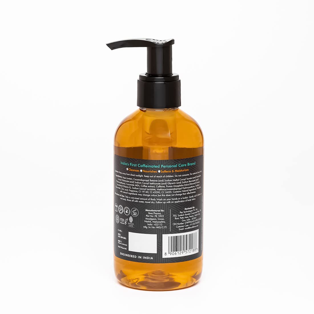 mcaffeine Coffee Body Wash With Almonds | De-Tan & Deep Cleansing Shower Gel|Enriched With Vitamin E&In Energizing Nutty Almond Aroma|Shower Gel|Suitable For All Skin Types|For Both Men&Women - 200Ml