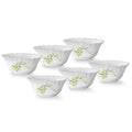 Larah by Borosil Opalware Floral Bowl | Set of 6 | White | 300 Ml