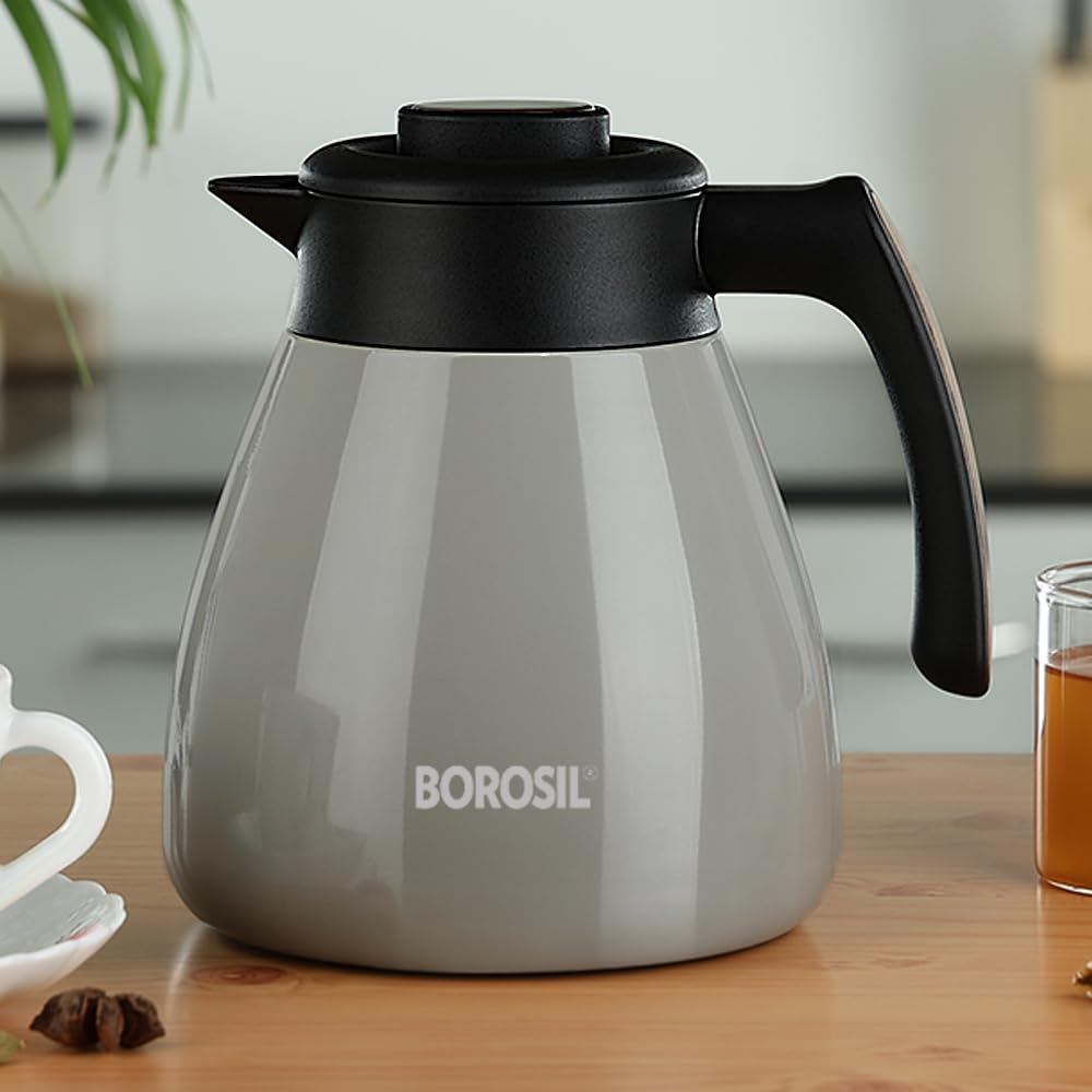 Borosil Stainless Steel Teapot Birch | 1500ml Teapot With Handle