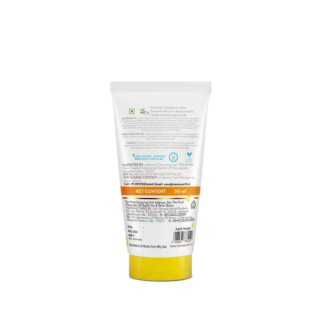 Mamaearth Vitamin C Face Wash with Vitamin C and Turmeric for Skin Illumination - 50 ml